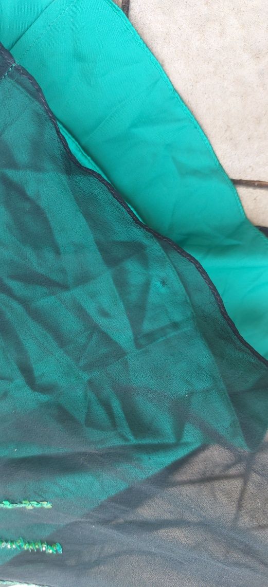 Sukienka zielona z efektem wow L 40 bicici 100% silk jedwab święta wes