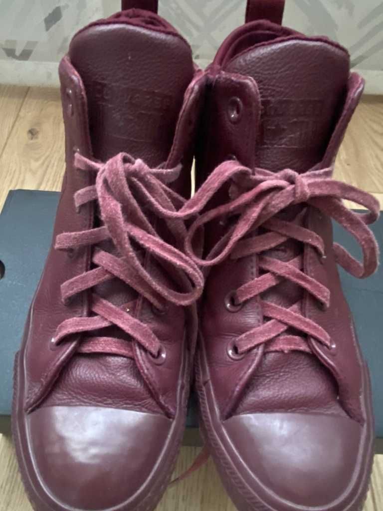 Converse кеды кожаные, красные бордовые, размер 37,5