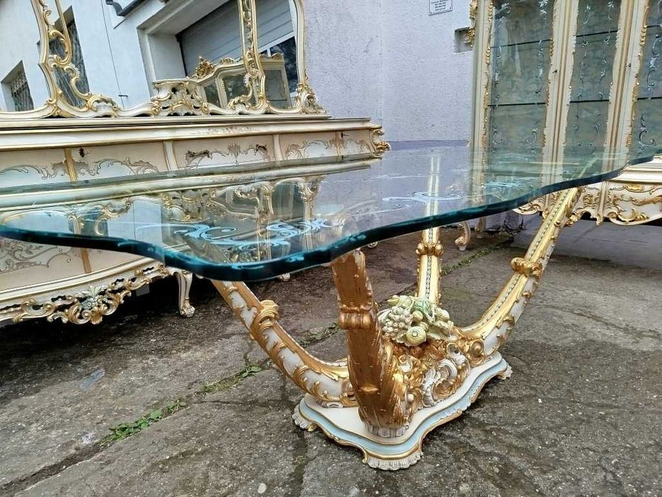 Włoski stół szklany wenecki ręcznie malowany