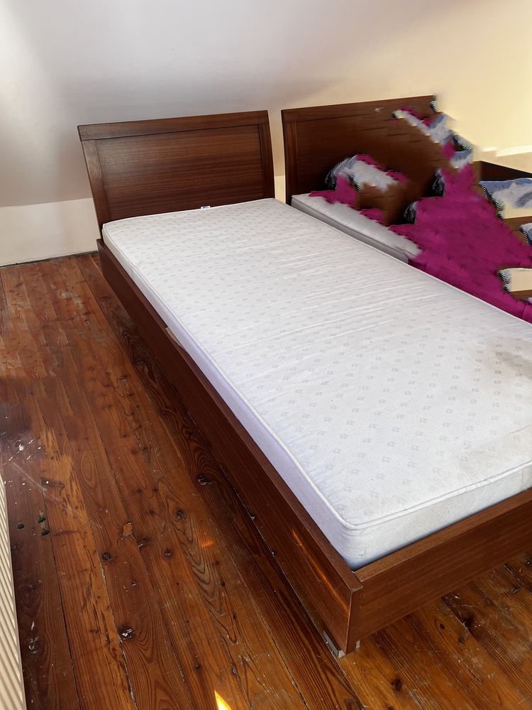 Łóżko hotelowe rama materac drewniane pojedyncze 200x90