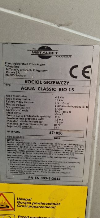 Kocioł klasa 5 Aqua classic bio 15
