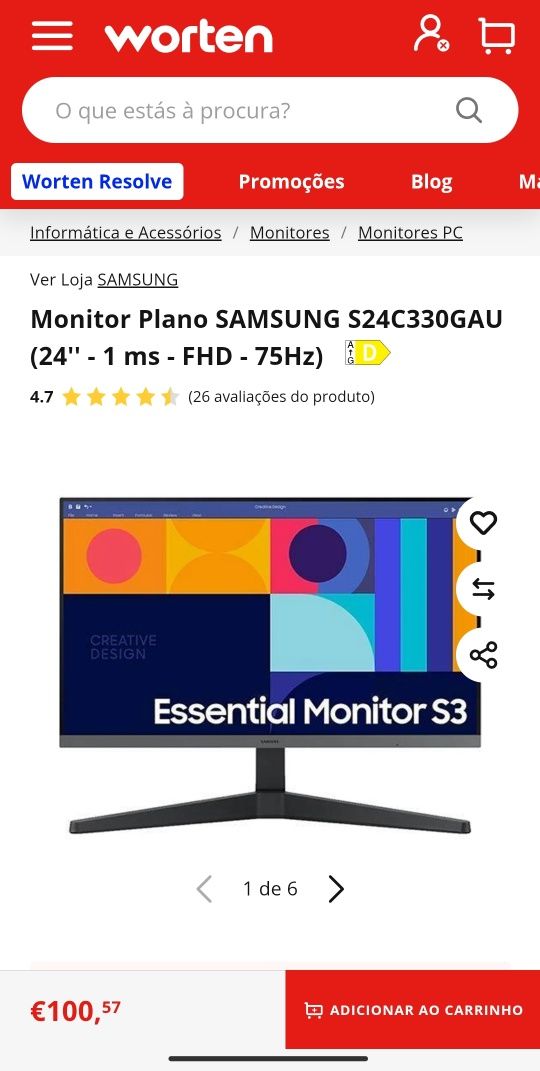 Monitor Samsung 24 polegadas