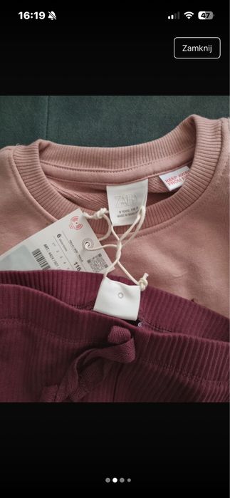 Dwa noww komplety zara 116 bluza i getry