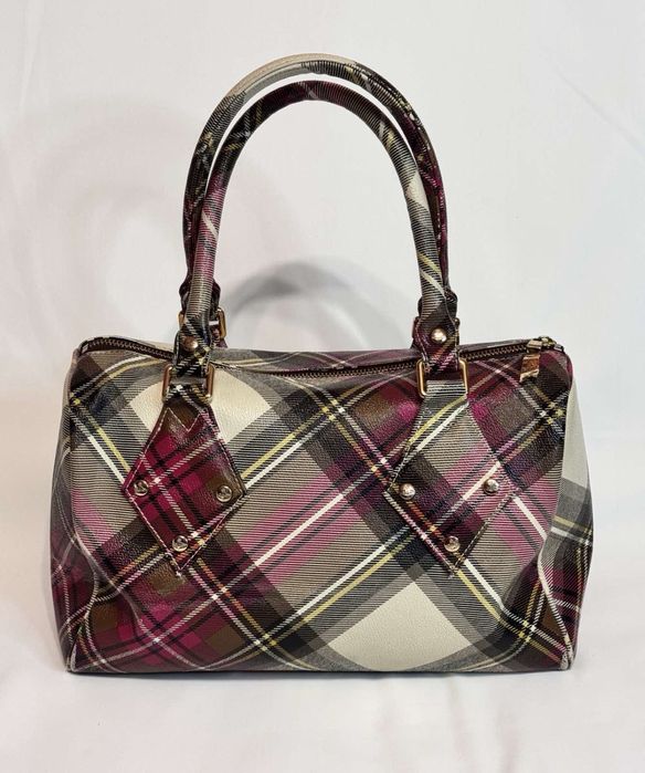 Vivienne Westwood Оригінал Сумка Боулер Тартан Шкіра