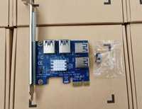 Плата расширения райзеров PCI-E 1х на 4х 1x to 4. PCI-E PCI на 4 USB