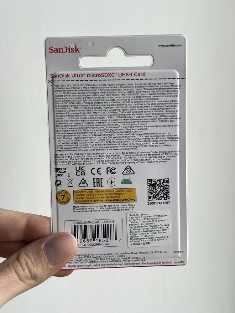 Карта памяти SanDisk/Apacer microSDXC UHS-1 64/128 Gb Оригинал, новые