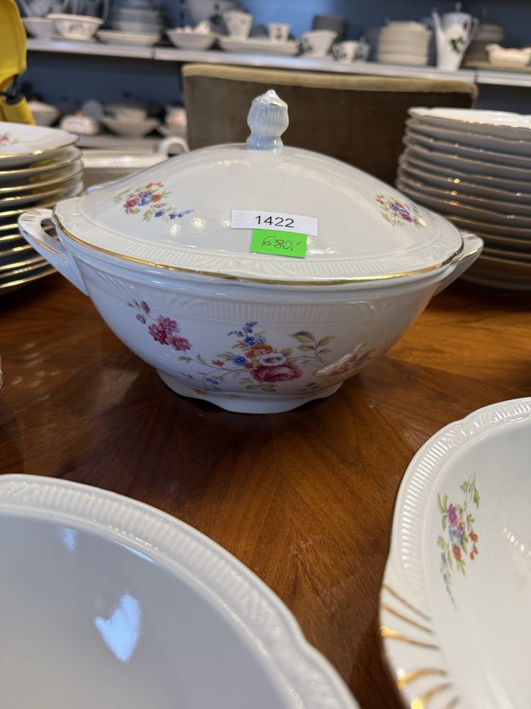Stary serwis  obiadowy zestaw porcelanowy Chodzież kwiaty 1422