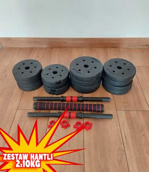 *NOWE* HANTLE BITUMICZNE regulowane + sztanga łączona 2x10kg 20kg