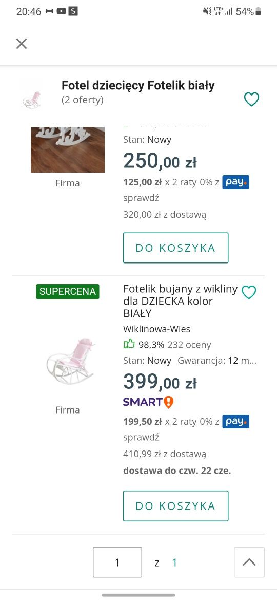 Fotel bujany dziecko