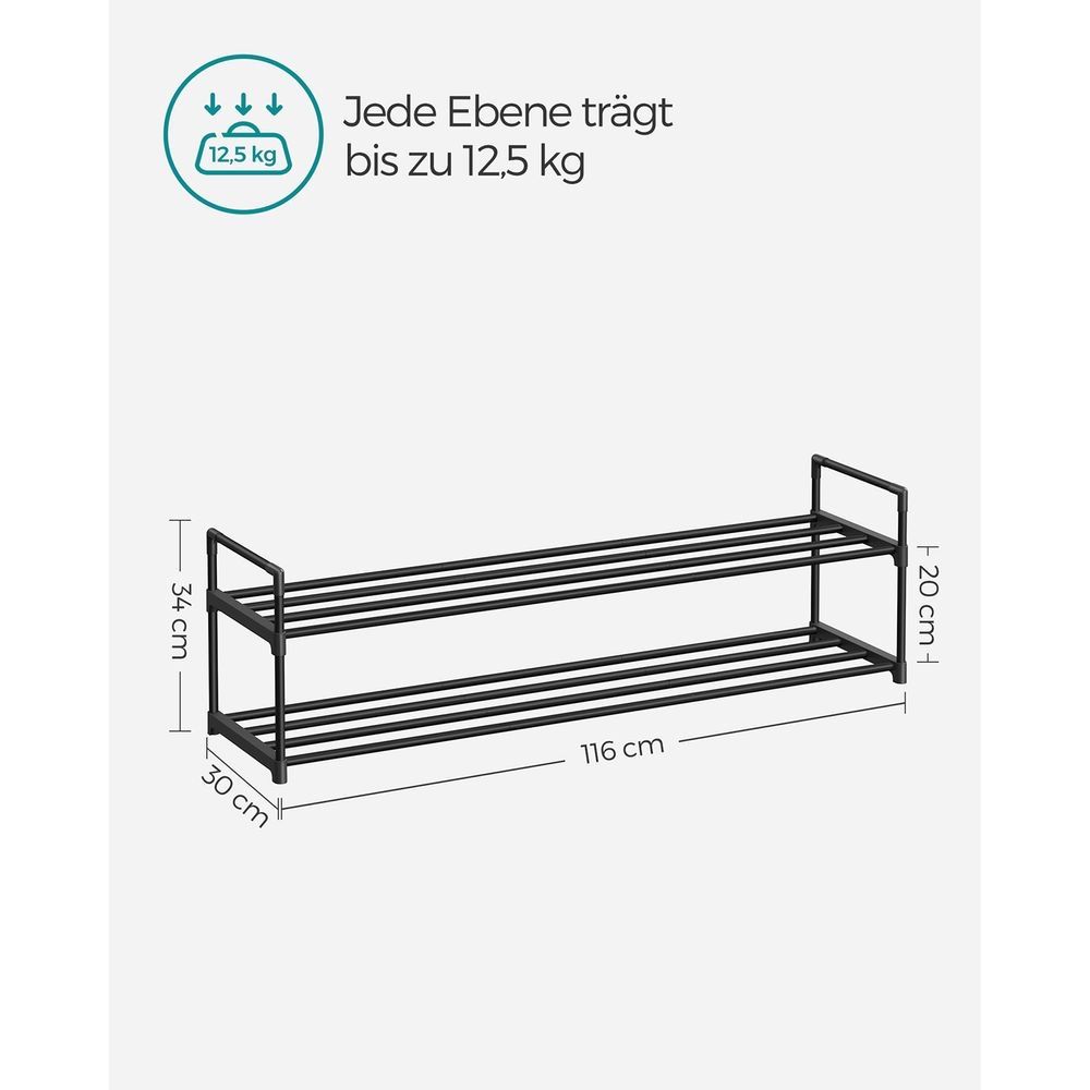 Nowe! Stojak na buty z 2 metalowymi poziomami 30 x 116 x 34 cm  KOD127
