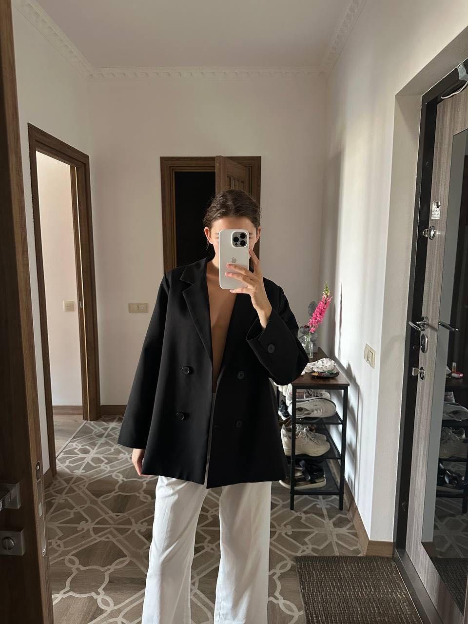 Черный оверсайз пиджак блейзер женский классический пиджак