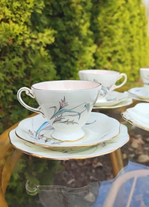 Angielska porcelana kostna  ЕSTABLISHED  trio śniadaniowe bone China