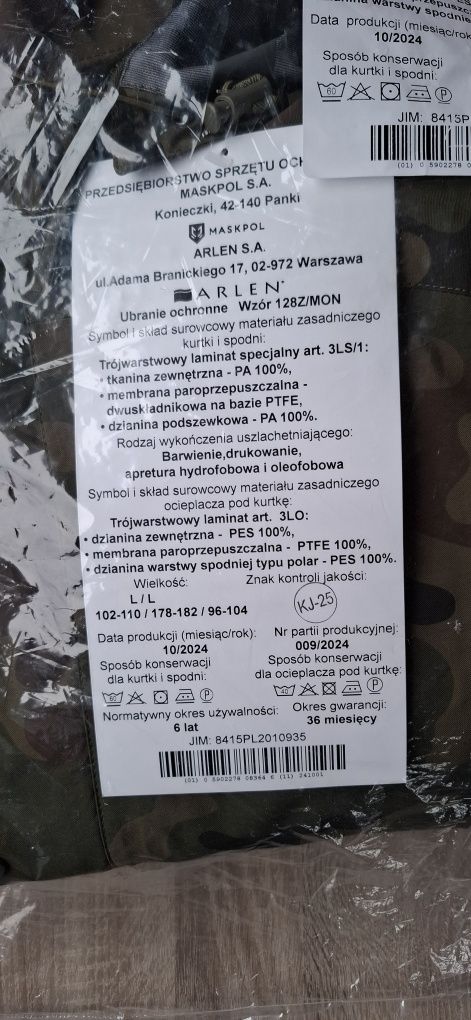 Ubranie ochronne Wzór 128Z/MON 2024 Gore-Tex Komplet 3 częściowy Nowy