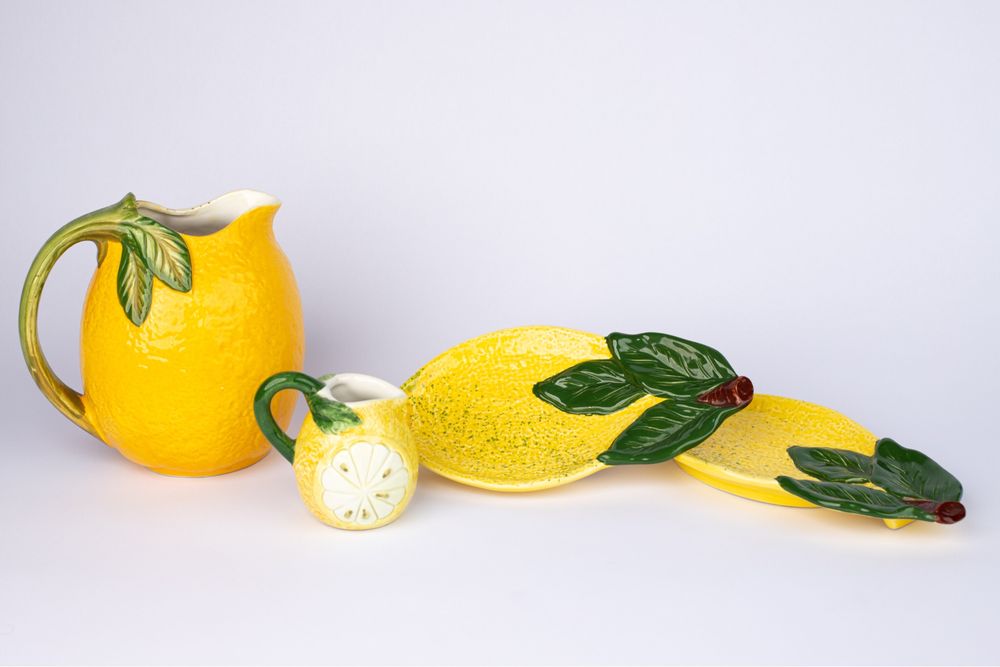 Ceramika włoska dzbanek cytryna majolica żółty vintage Bassano?