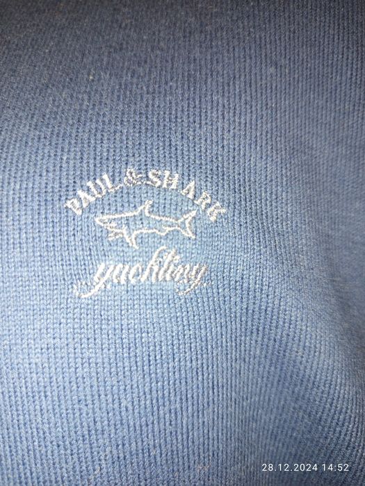 Ekskluzywny sweter bawełniany granatowy Paul & Shark yachting