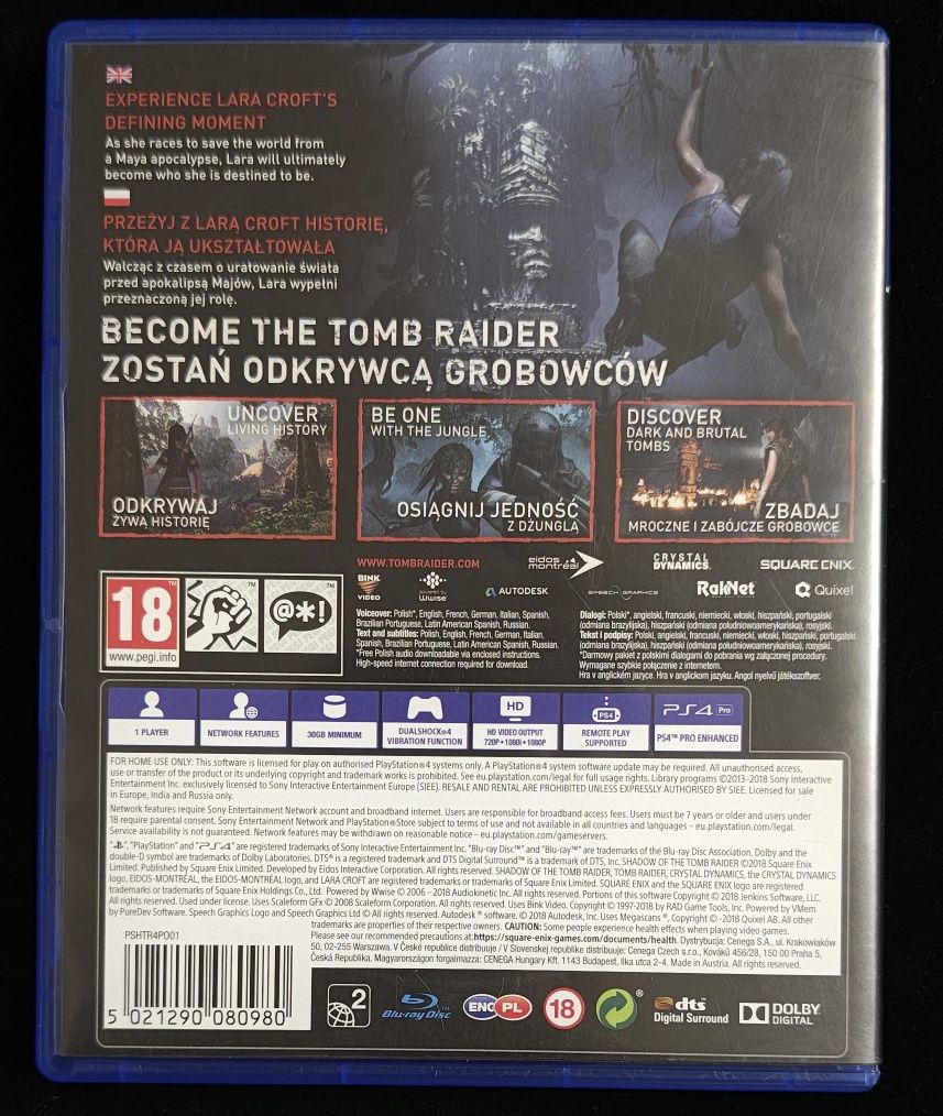 Shadow of The Tomb Raider PL Dubbing po polsku na PS4 i PS5 BDB stan