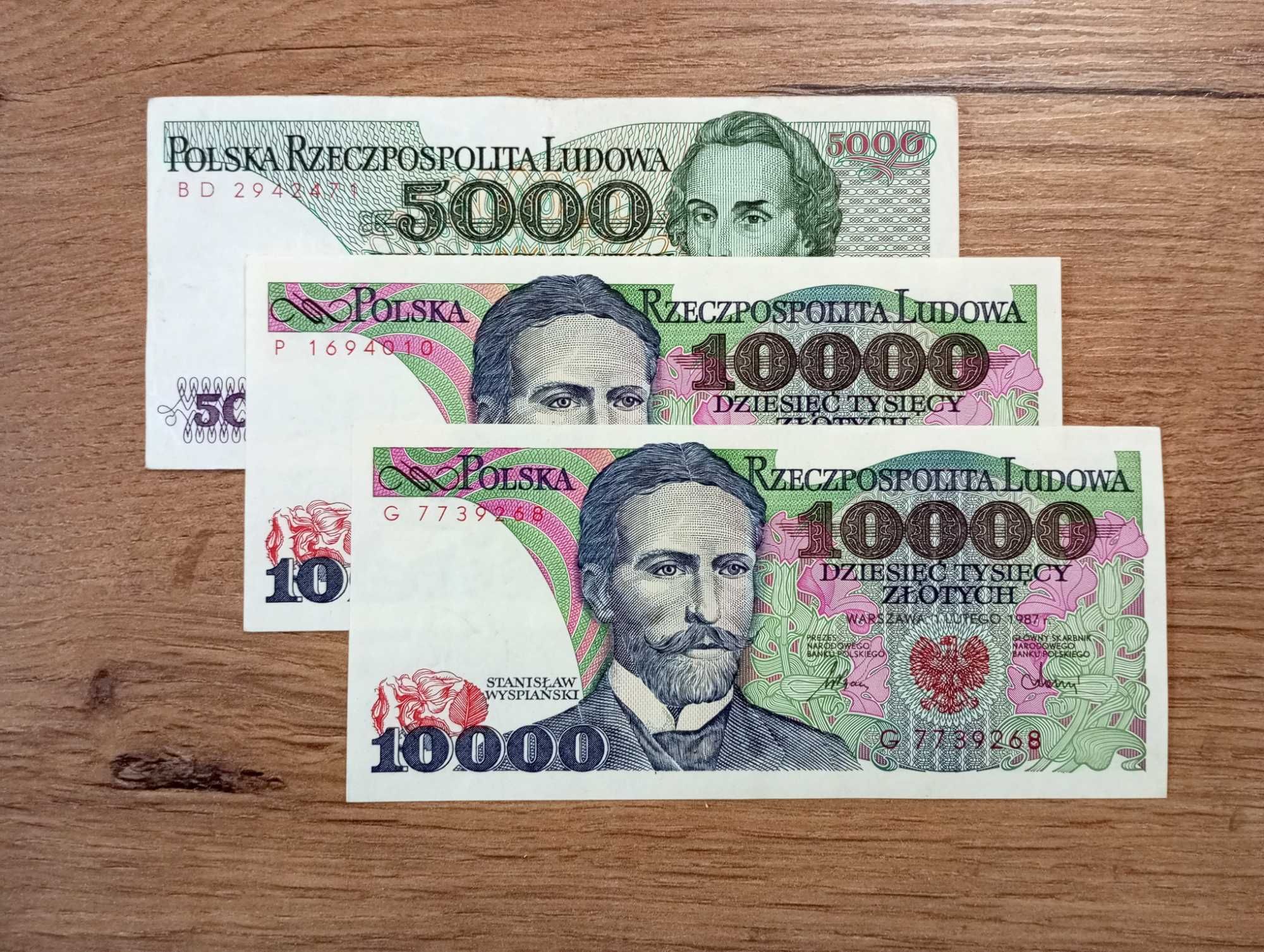 Banknoty PRL 10.000 i 5.000 zł 3 szt.