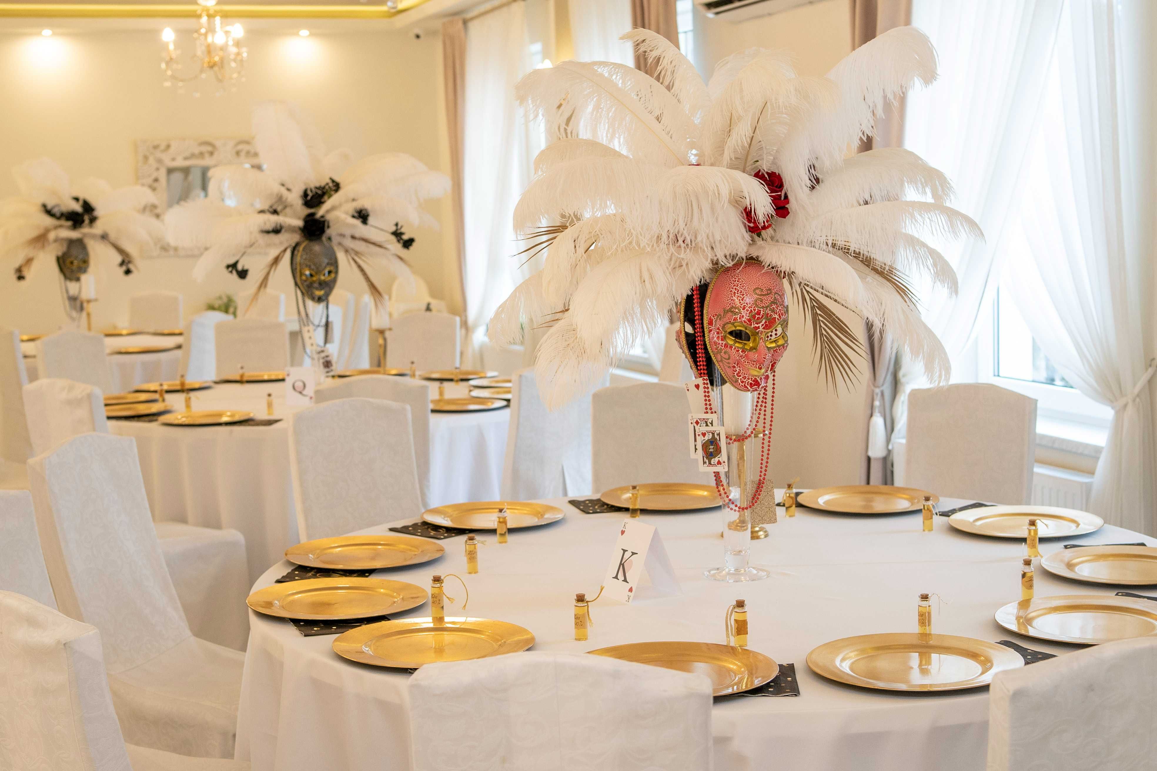 Pióra WYNAJEM dekoracja stołu ozdoba wystrój kompozycja ślub
