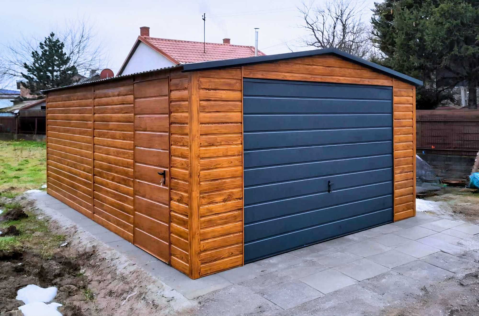 Garaż drewnopodobny ogrodowy garaz blaszany 4x6m |8x5 7x6 9x7 10x8|