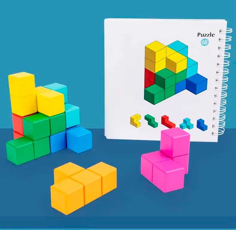 3d набор деревянных кубиков развивающая игра 4+ конструктор сортер