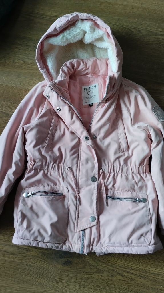 Kurtka zimowa parka c&a różowa 128