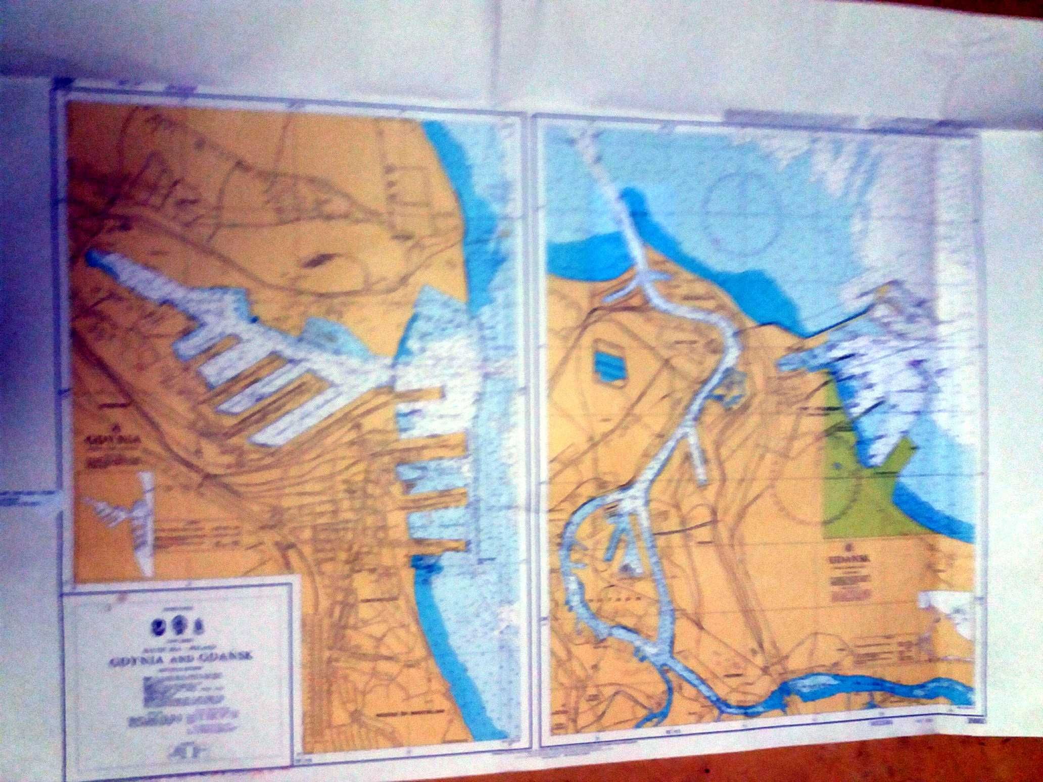 stara mapa morska  BA Baltic Sea Poland GDYNIA & GDANSK 50zl