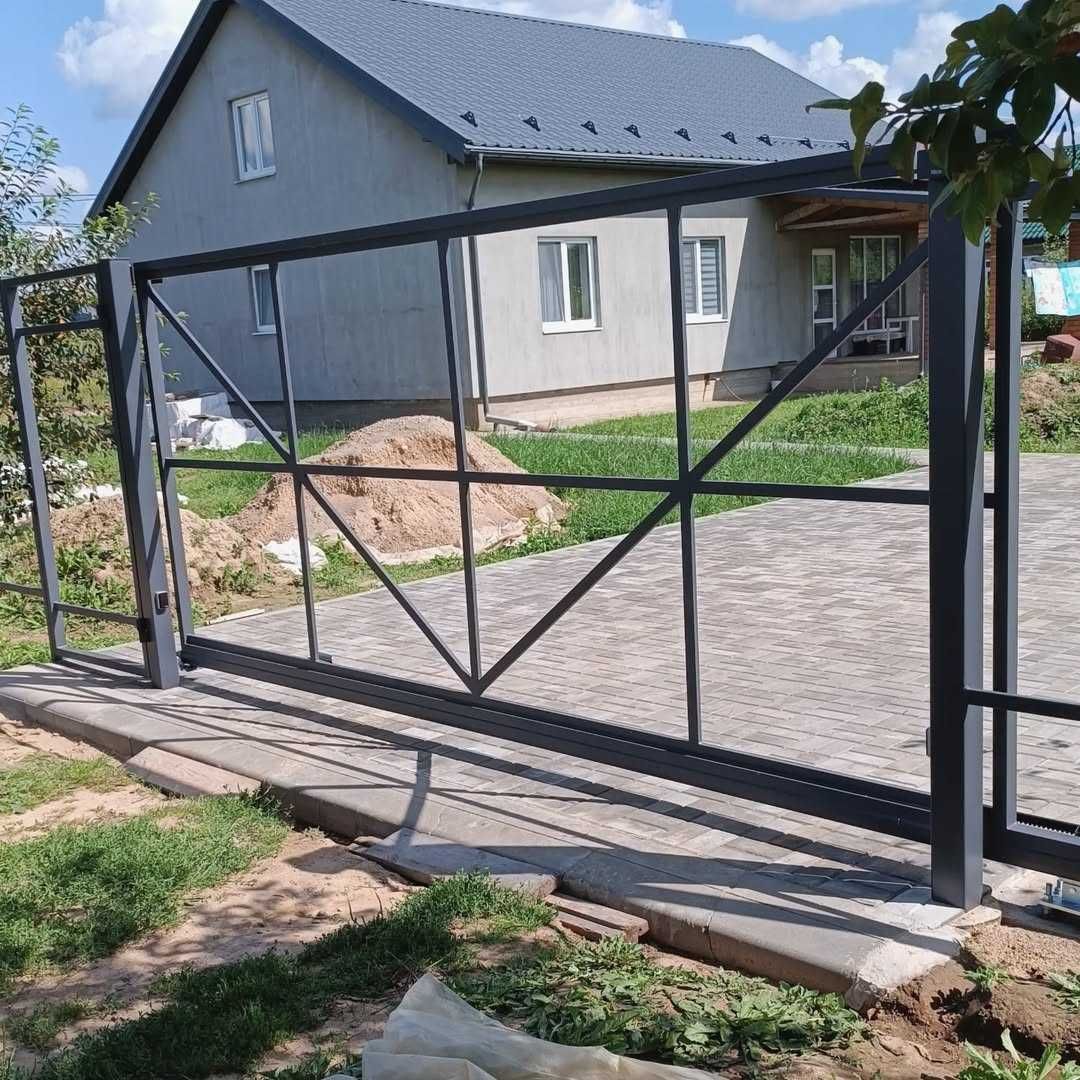 Каркас откатных ворот с калиткой, Откатные/Відкатні ворота, Фурнітура