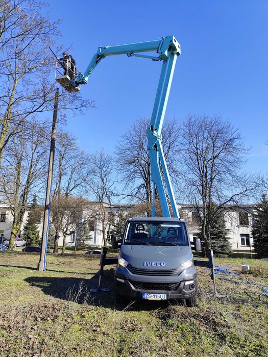 Usługi podnośnikiem koszkowym 21m, Wynajem, Zwyżka, Podnośnik koszowy.