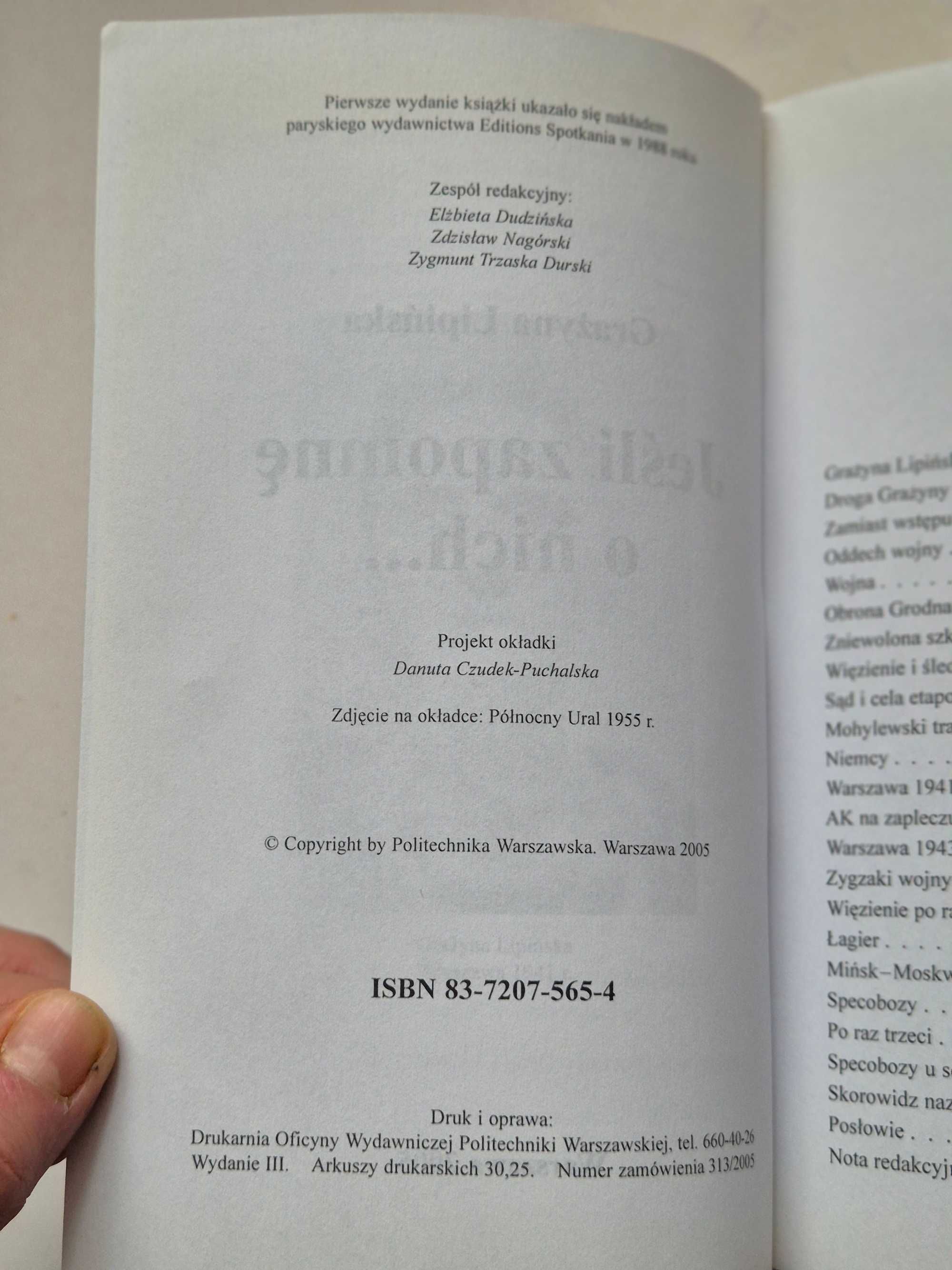 Jeśli zapomnę o nich... Grażyna Lipińska