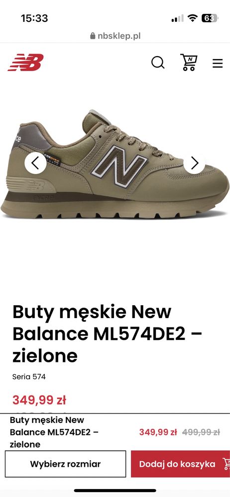 Buty męskie New Balance ML574DE2 - zielone