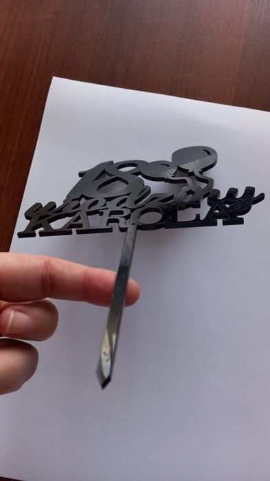 Topper na tort 18 urodziny Karola Karol czarny ozdoba personalizowany