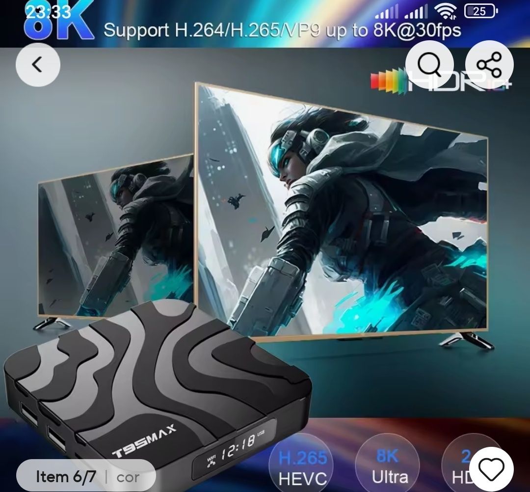 Smart TV Box Android 12, 2g+ 16gb, 8k, Wifi