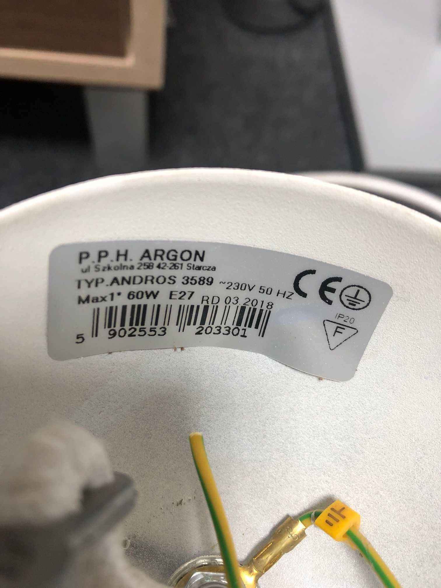 Lampa wisząca ZWIS ANDROS 3589 ARGON BIAŁA 4 sztuki