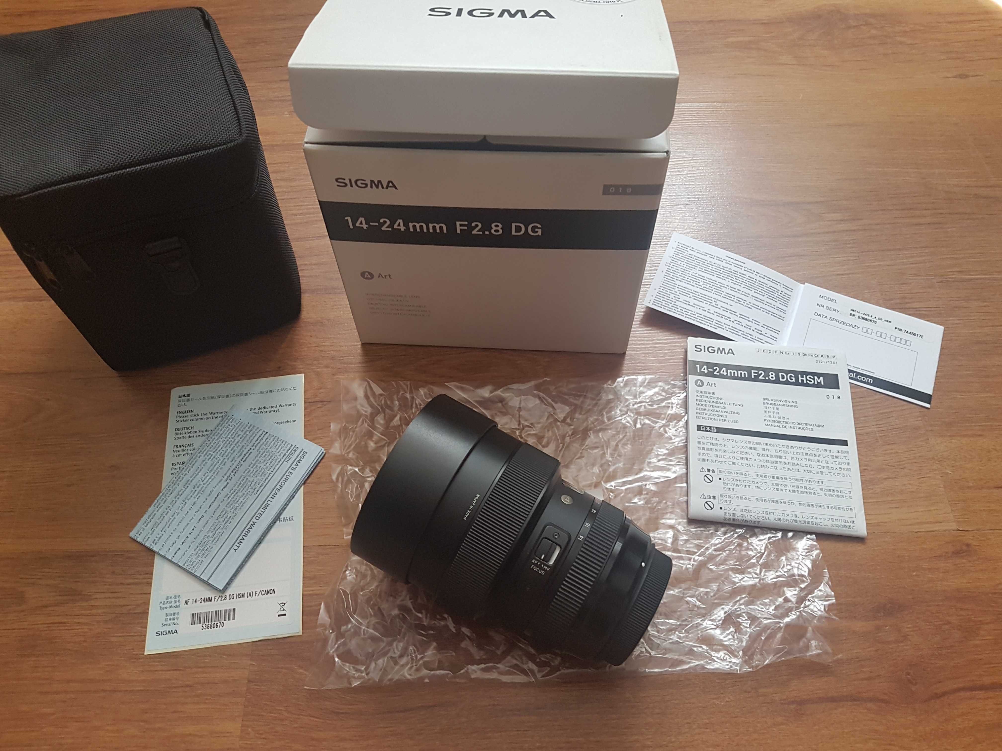 Sigma A 14-24mm f/2.8 DG HSM Art do Canon Jak nowy
