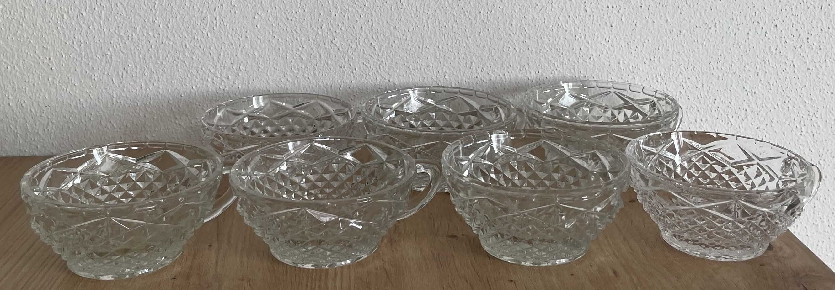 PRL szkło filiżanki kryształ kryształy nie wazon szklanki komplet