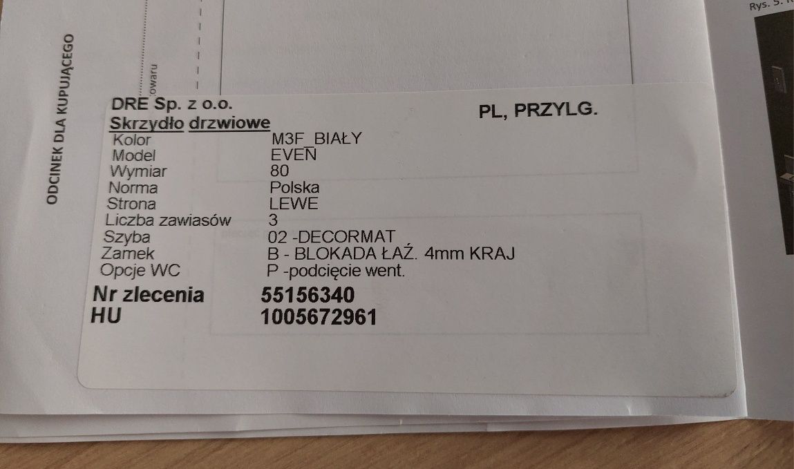 Skrzydło drzwiowe łazienkowe DRE EVEN 80 cm