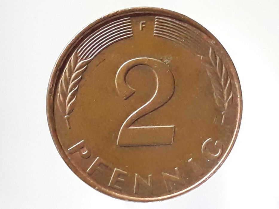 Stare monety. Moneta 2 pfennig / fenigi Niemcy 1990 F