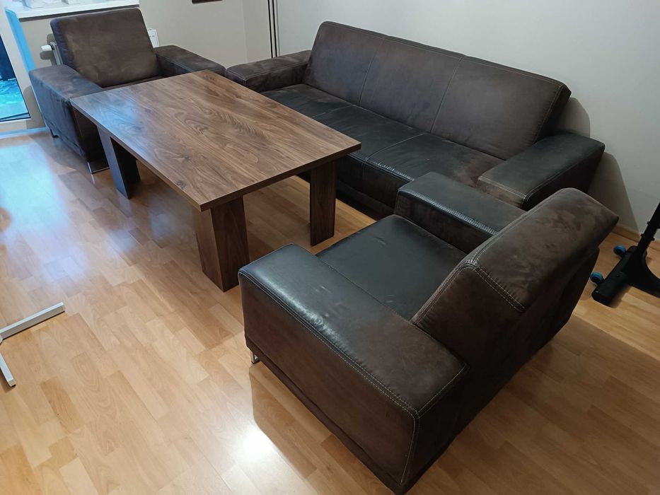 Zestaw ława + wypoczynek -  kanapa + 2 fotele + ława