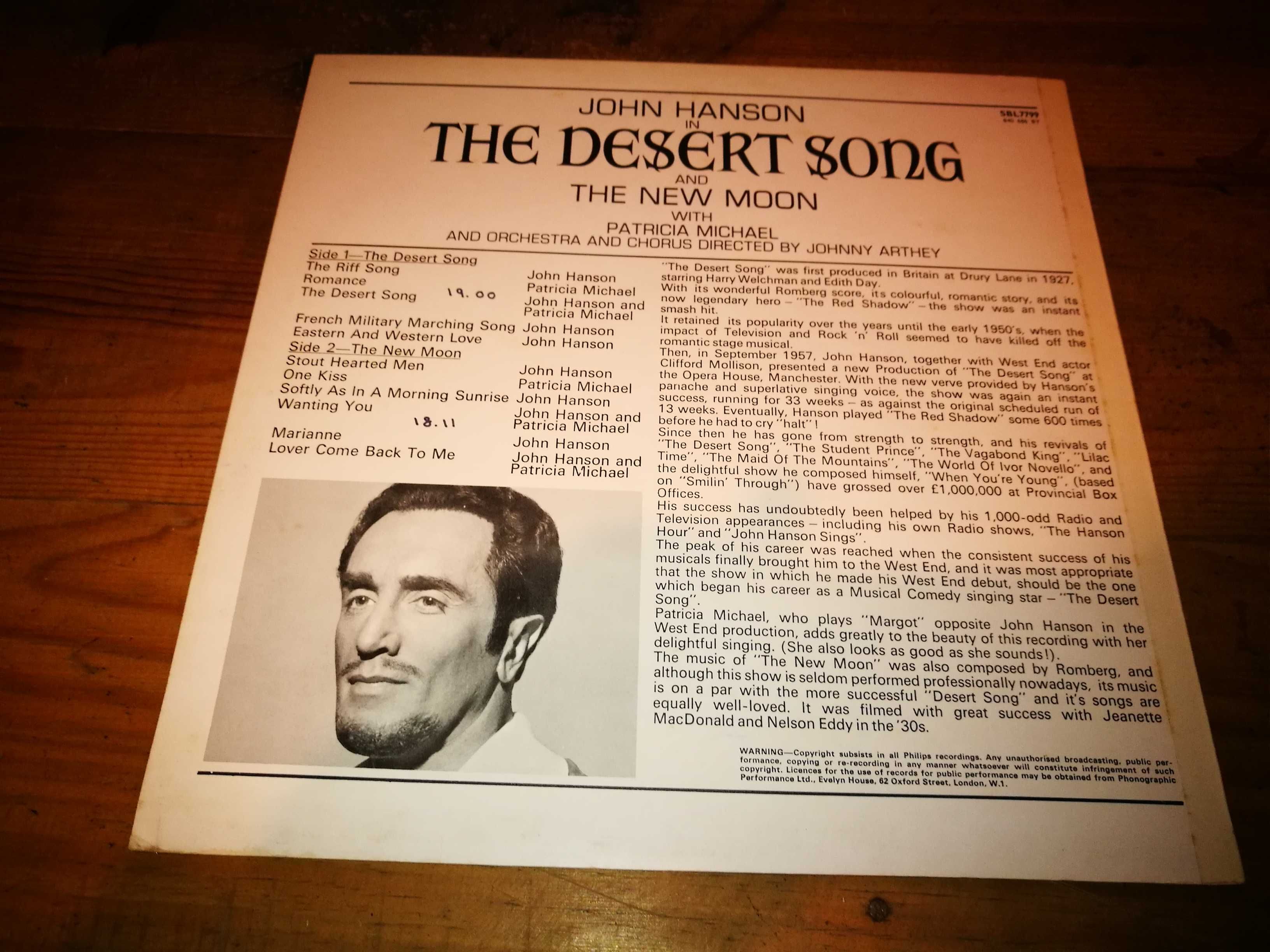 John Hansen With Patricia Michael - The Desert Song (ED ING 1967) LP