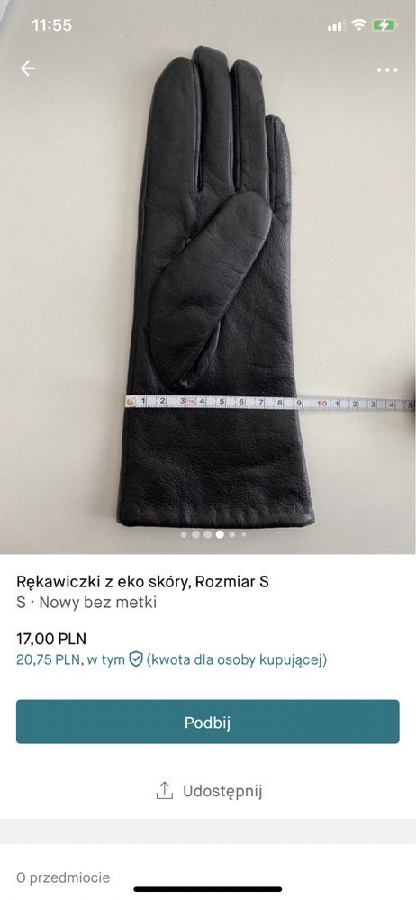 Rękawiczki damskie z eko skóry, Rozm. S