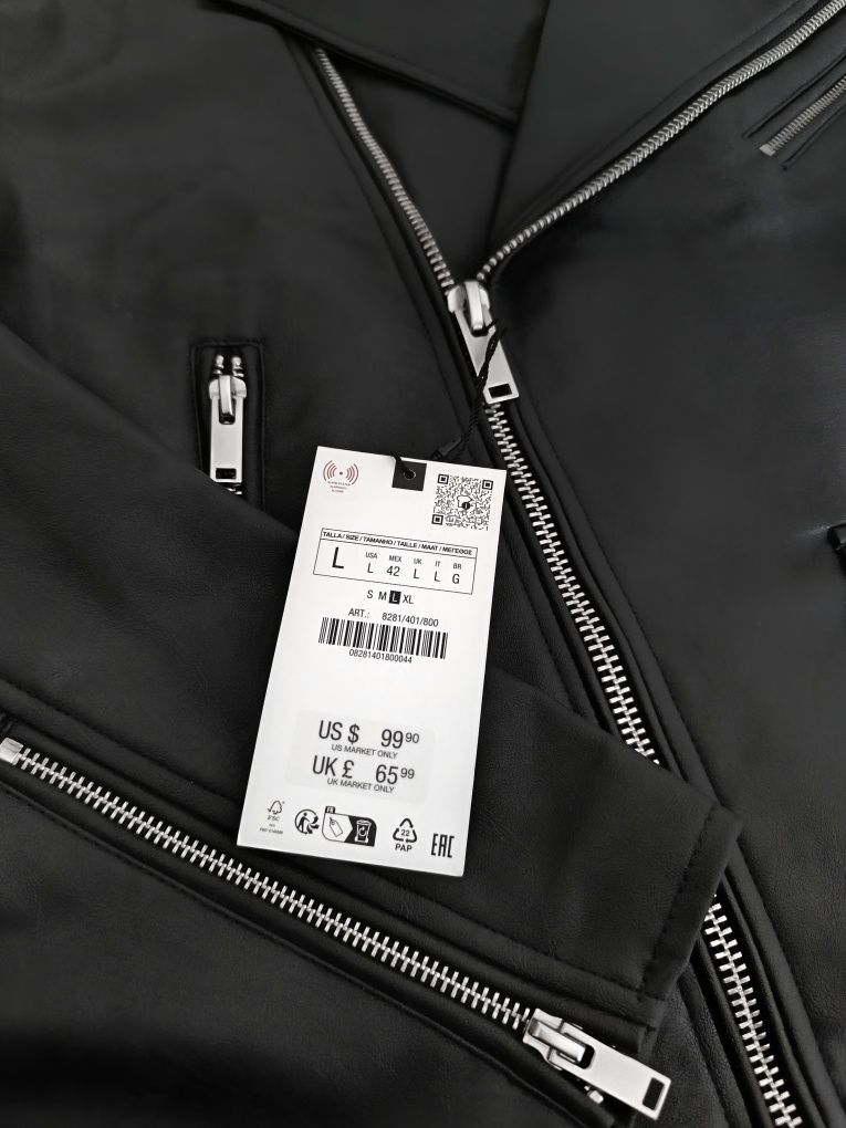 Kurtka męska typu Biker o kroju Oversize | Zara L