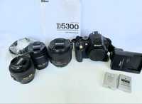 Nikon D5300 + obiektywy Nikkor 85mm 1.8 G, 35mm 1.8 G oraz 18-55mm.