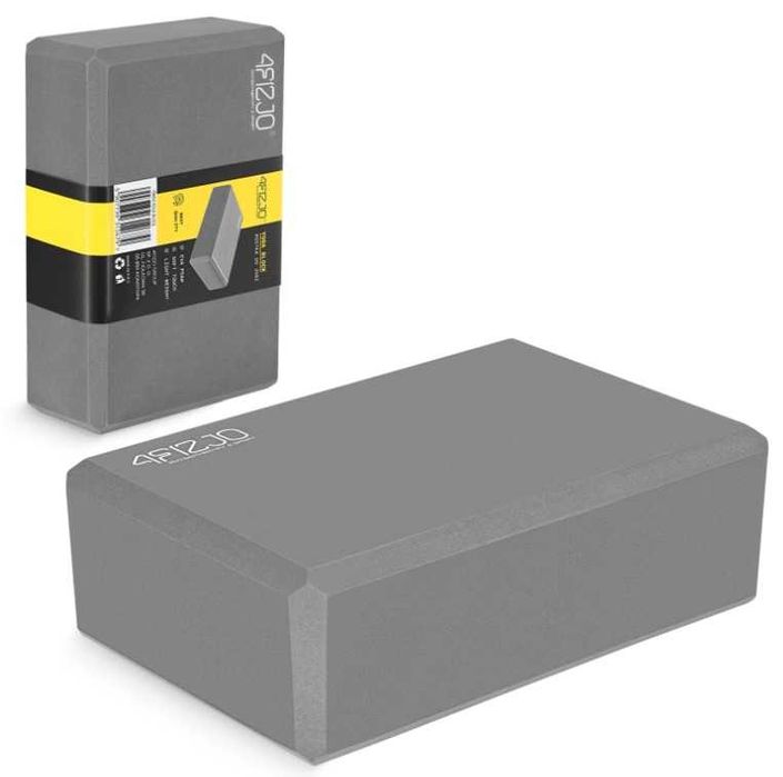 Kostka do jogi 4FIZJO blok - klocek do ćwiczeń cegła FITNESS SZARA !!!