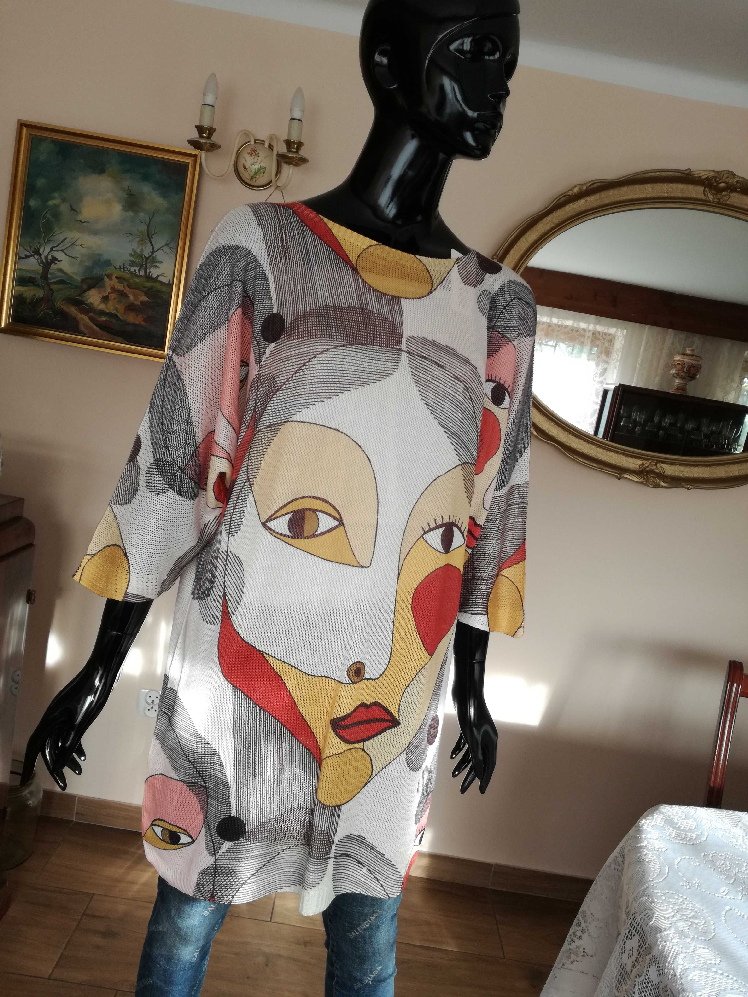 Italy_sweterkowa sukienka / tunika - picasso - żółta_36/44