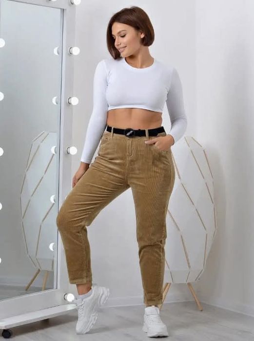 Штани вельветові.Штани в рубчик прямі.