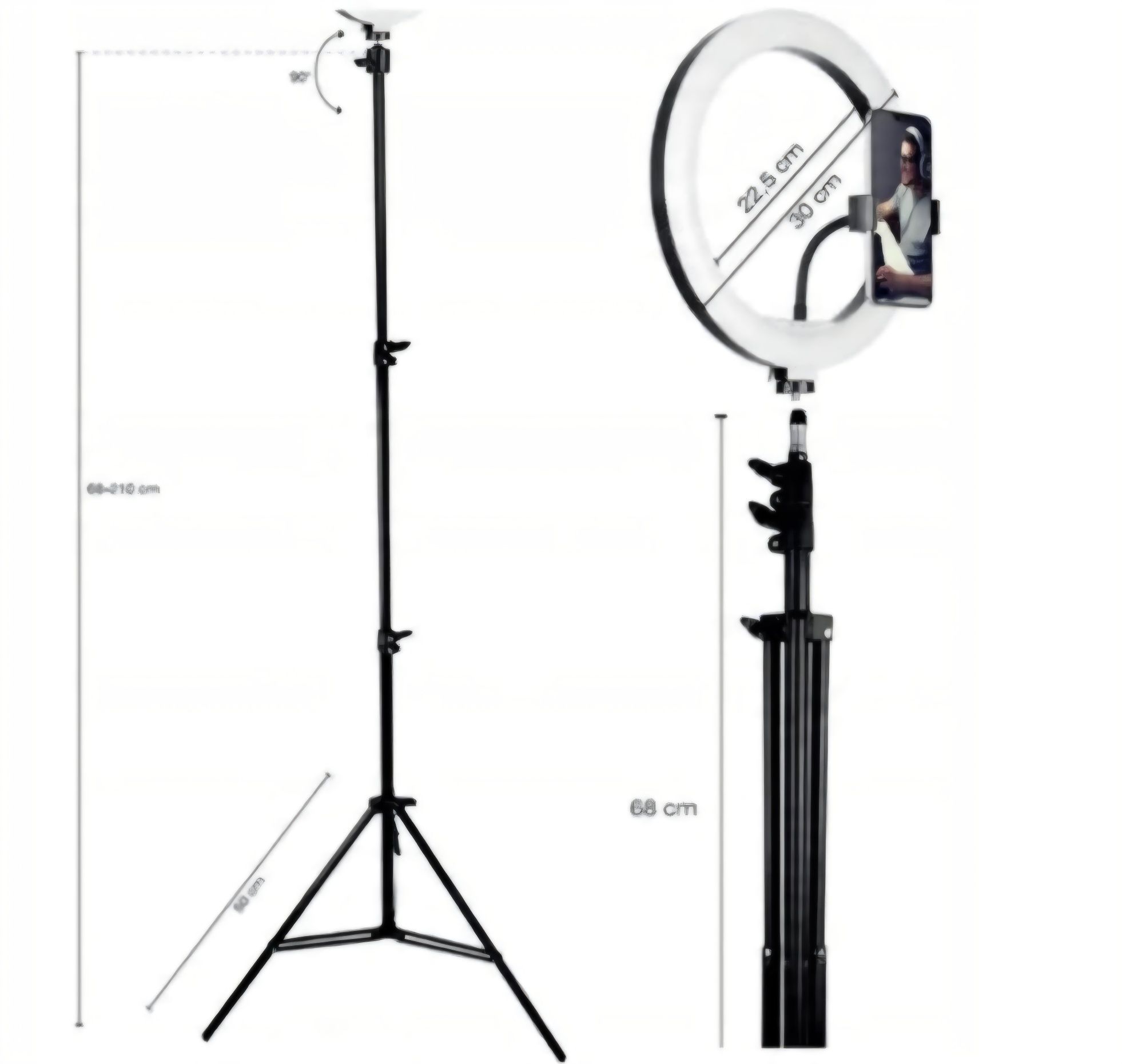 Lampa pierścieniowa LED ze statywem 210cm