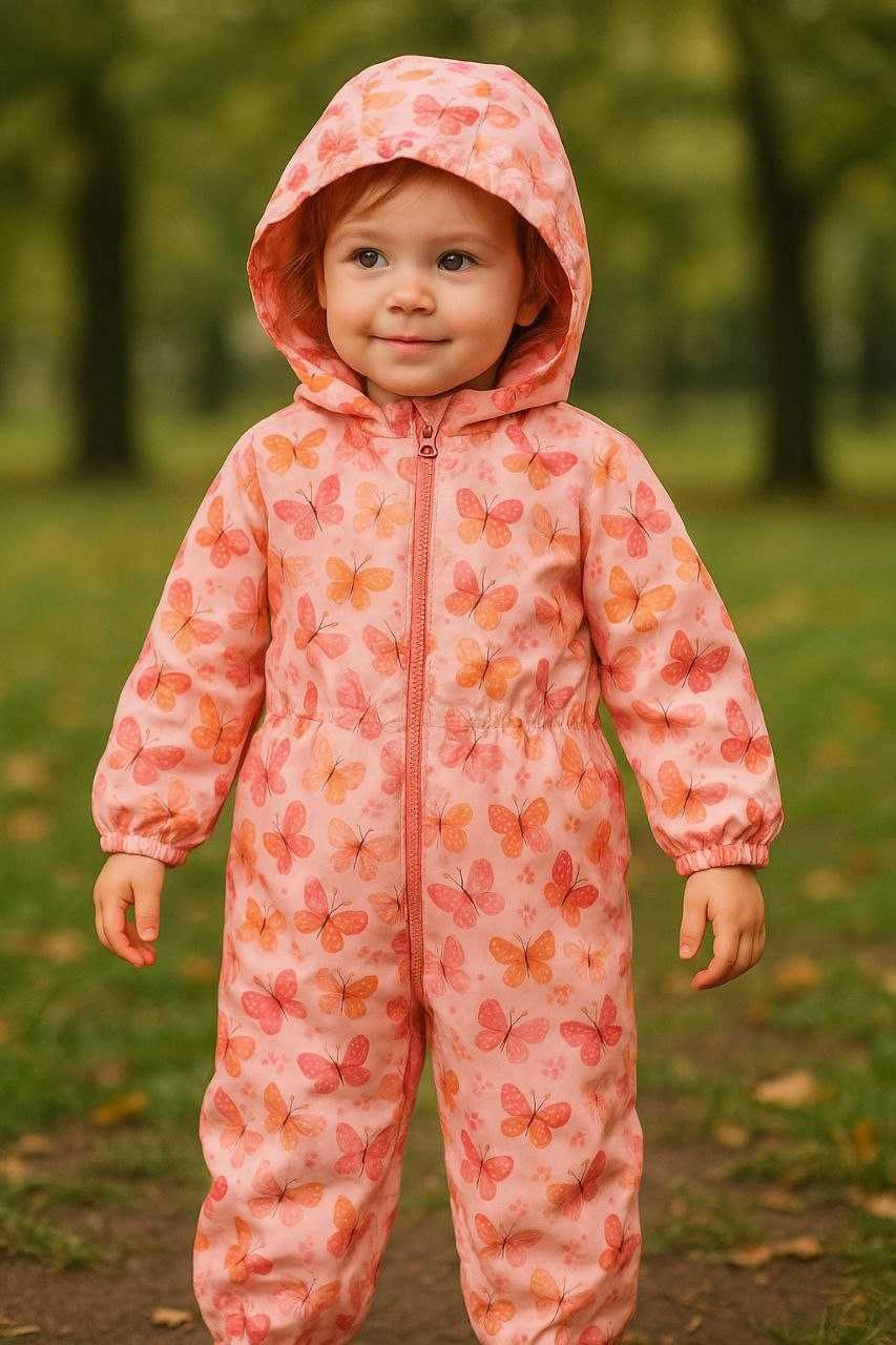 Комбинезон дождевик розовый принт бабочки Tu Kids, р. 104-110