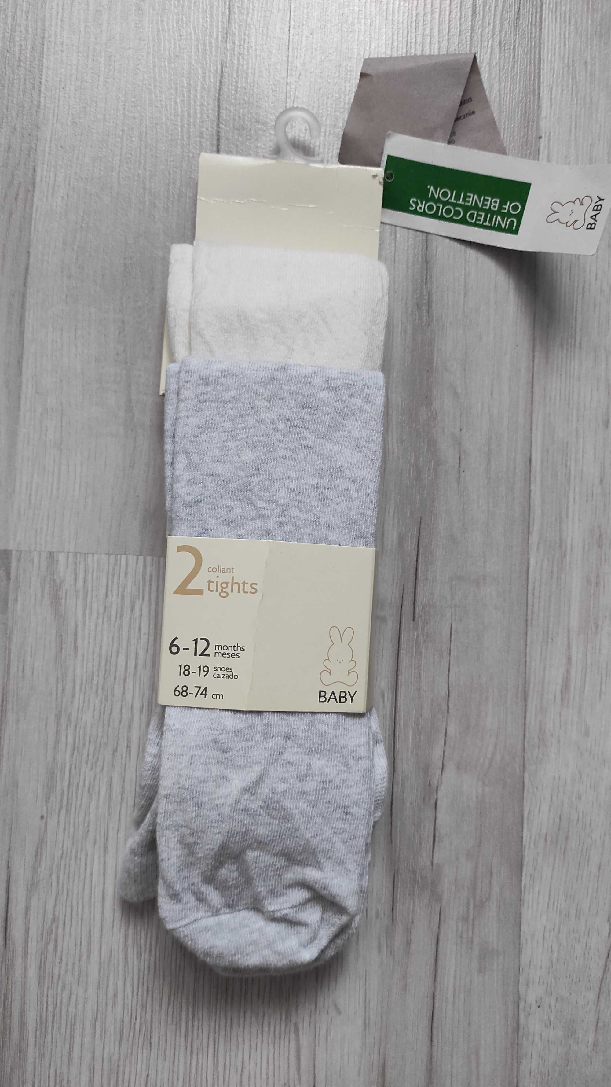 Rajstopki/rajstopy firmy Benetton rozmiar 6-12 miesięcy szt 2