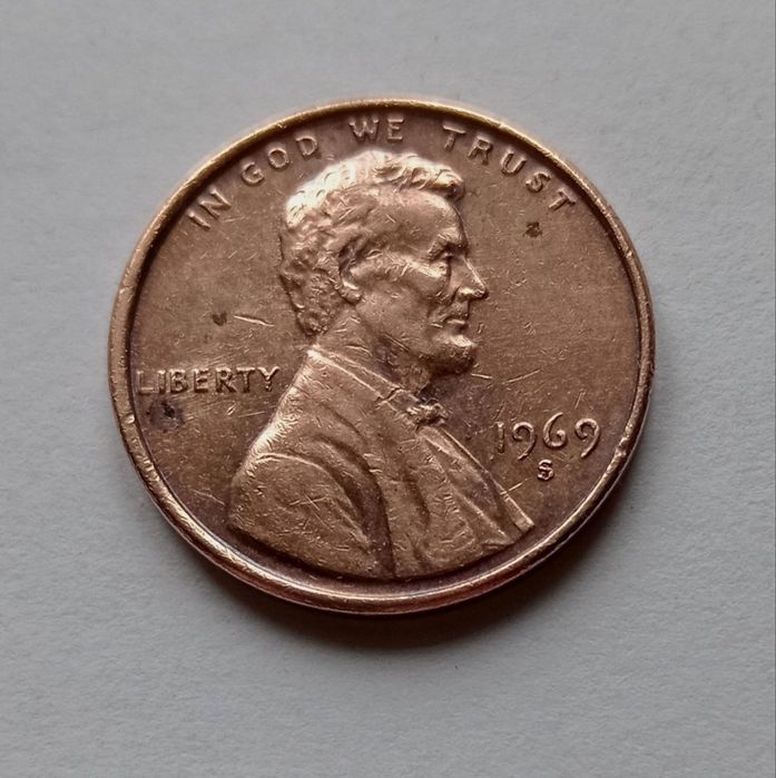 Монета 1 cent  США, 1969 рік, монетний двір Сан-Франциско