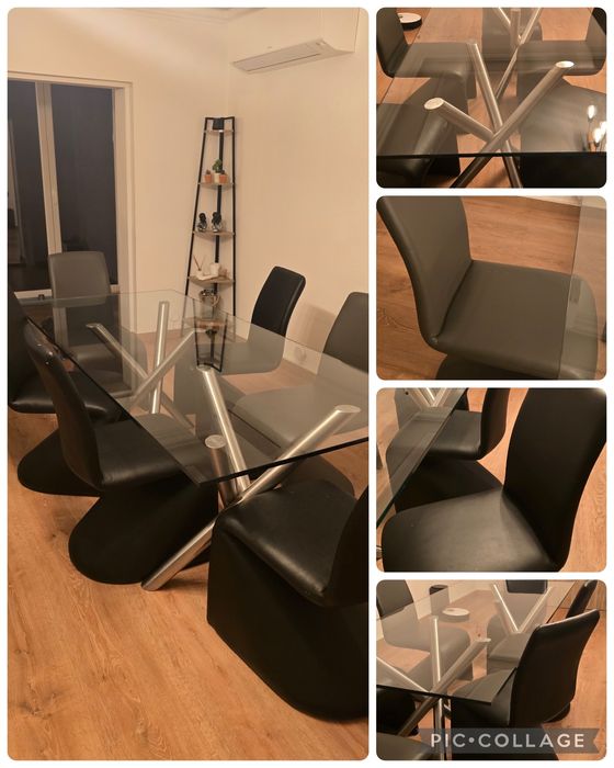 Mesa de Vidro + 6 Cadeiras